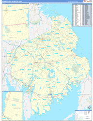 New Bedford Metro Area Wall Map Basic Style 2024
